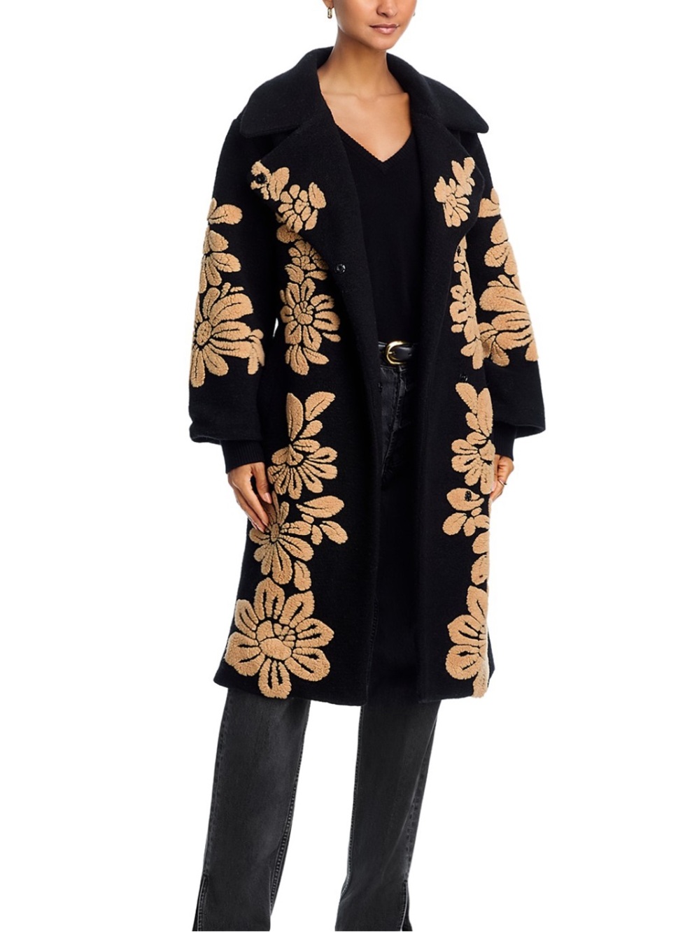NWT Farm Rio Bold Flowers Fleece Long Teddy Coat Size S